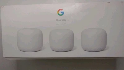 Google Nest WiFi Mesh Router 3 Pack GA00823 Base Unit + 2 Wifi Points VGC - Image 1 of 4