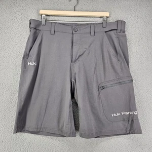 Huk Fishing Shorts Mens XL Gray Performance Quick Dry Pockets Outdoor Activewear - Picture 1 of 13