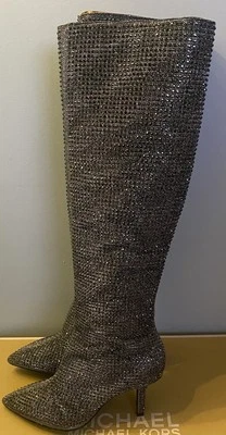 Botas Michael Kors Katerina Estrás Hasta la Rodilla Negras/Plateadas Talla Precio de venta sugerido por el fabricante 5,5 $295 Foto 1 de 4