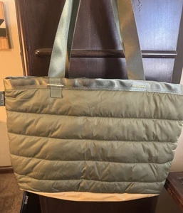 L.L. Bean Puffer Tote Olive Green Beige Interior.  Unused.  Fall Bag Nice! - Picture 1 of 11
