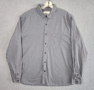 Lacoste Men's 44 XL Slim Fit Gingham Gray Plaid Long Sleeve Button Up Shirt - Picture 1 of 9