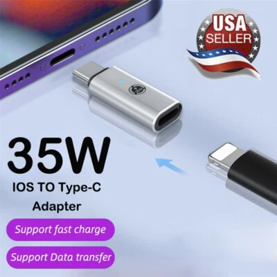 35W Type-C Male to 8-Pin Female Adapter Converter For iPhone 16 15 Android Phone - Image 1 of 4