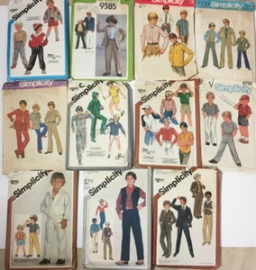 Sewing Patterns Mixed 11 Lot Boys Tops Pants Jackets Sizes 4-12 Cut Complete C10 - Picture 1 of 8