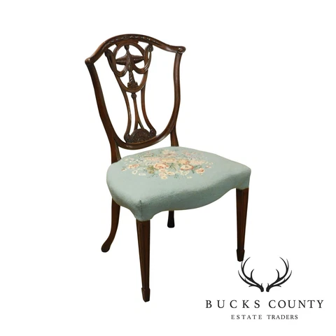 Hepplewhite Style Vintage Custom Quality Mahogany Side Chair Cover