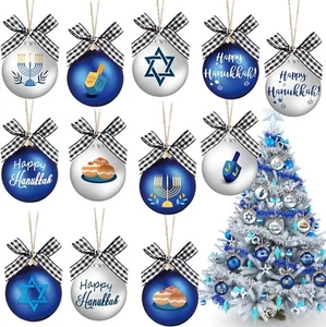 36 Pcs Hanukkah Ornament Chanukah Wooden Ornaments Set Hanukkah Jewish Dreidel J - Picture 1 of 7