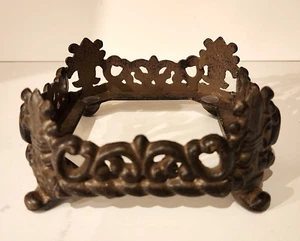 Brown Cast Iron Ornate Scroll Square Tissue Box Holder - Picture 1 of 6