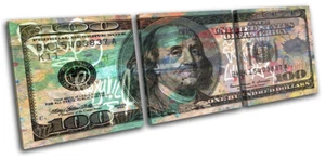 Dollar Bill Money Abstract Collage TREBLE CANVAS WALL ART Picture Print - Picture 1 of 1