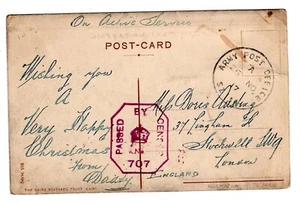 UK GB WWI 1917 EARLY EGYPT ARMY POST OFFICE CENSORED POSTCARD OF ALEXANDRIA - Picture 1 of 2