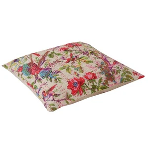 Sanskriti New Set Of 2 Pure Cotton Cushion Cover Hand Embroidery Kantha Sham - Picture 1 of 4
