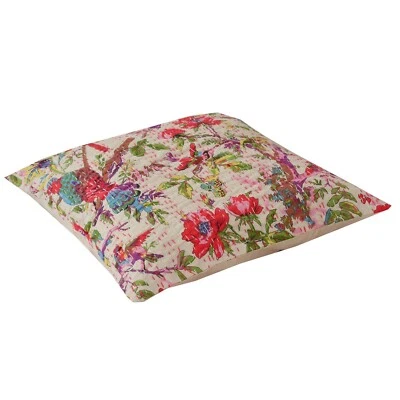 Sanskriti New Set Of 2 Pure Cotton Cushion Cover Hand Embroidery Kantha Sham - Image 1 of 4