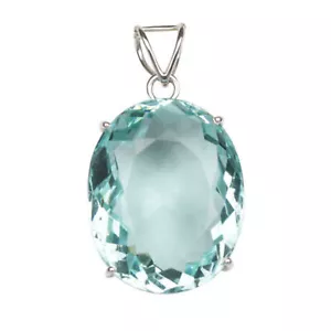 Ciondolo Gemma Acquamarina Blu 120ct Taglio Ovale Argento Sterling 925 Gioielli Argento Sterling Da Regalo - Foto 1 di 4