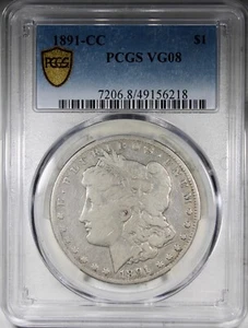 1891-CC Morgan Dollar PCGS VG8 KEY DATE COIN Low Grade - Picture 1 of 2