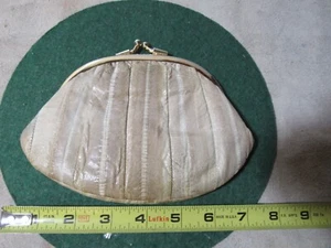 Vintage Small Clutch Eel Skin Purse. Neutral Color. 6 1/2” - Picture 1 of 11