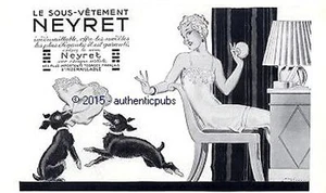 PUBLICITE NEYRET LINGERIE SCOTTISH TERRIER SIGNE RENE VINCENT DE 1933 FRENCH AD - Picture 1 of 1