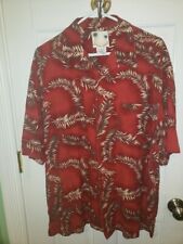 Banana Cabana Classy Red Silk Shirt Hawaiian Style Button Up Men's Size XL