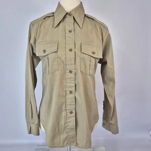 Vtg Duxbak Kahki Safari Shirt/Top Ladies sz 14 USA Made 100% Cotton Long Sleeve - Picture 1 of 14