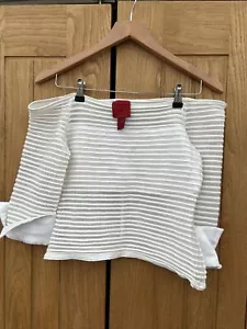 JS COLLECTIONS TOP Ivory Stretch MESH CUFF SLEEVE UK 12 38’ - Picture 1 of 6