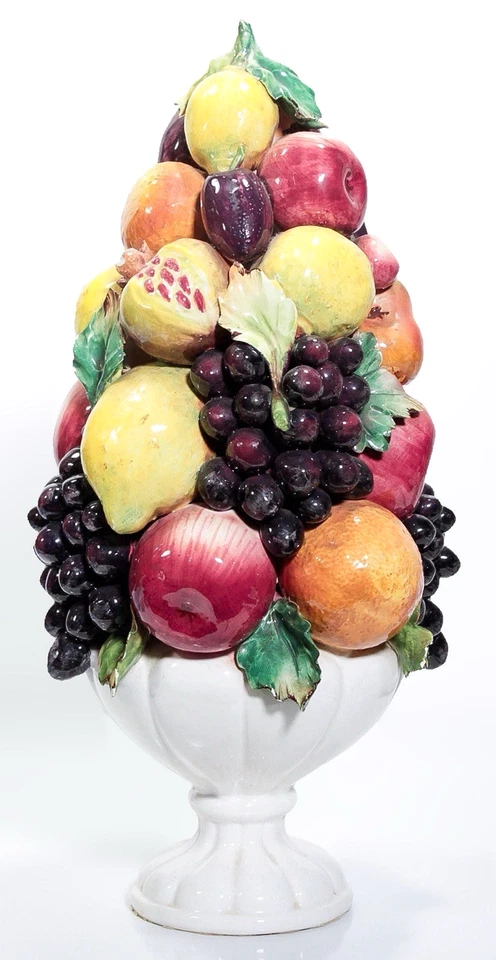 Vintage Made In ITALY Hand Painted Ceramic Fruit Topiary Figure Centerpiece - Image 1 of 4