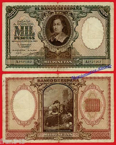 ESPAÑA SPAIN 1000 Pesetas 1940 Murillo Pick 120 BC- / VG - Imagen 1 de 1