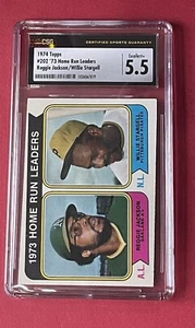 1974 Topps League Leaders Reggie Jackson Willie Stargell #202 CSG 5.5 HOF CGC - Picture 1 of 2