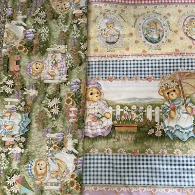 Vtg Daisy Kingdom Cherished Teddies Seasons Sampler Border & Toss Fabric 1999 - Image 1 of 4