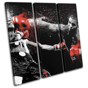 Mike Tyson Boxer Red Gloves Boxing Sports TREBLE CANVAS WALL ART Picture Print - Picture 1 of 1