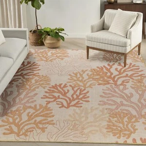 Nourison Garden Oasis Indoor/Outdoor Coral 8' x 10' Area Rug, Easy Cleaning, Non - Picture 1 of 9