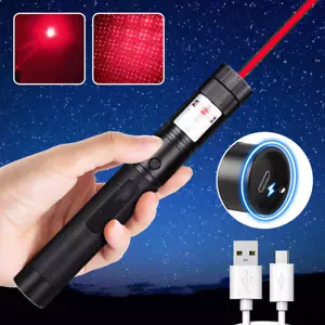 2000Miles Adjustable Strong Beam RED Laser Torch USB Rechargeable Pocket Light - Picture 1 of 6