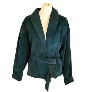 Vintage Avanti Green Suede Jacket Blazer Tie Front Women's S - Picture 1 of 12