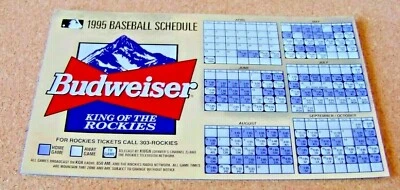 1995 Colorado Rockies Baseball Schedule Budweiser magnet season team  - Image 1 of 4