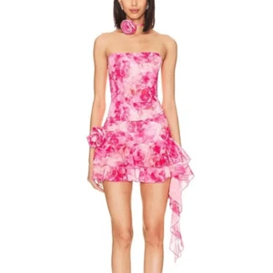 NUEVO CON ETIQUETAS SUPERDOWN Conjunto Corsé Mila Rosa Estampado Malla Mini Vestido Top Falda Revolve XS - Imagen 1 de 14