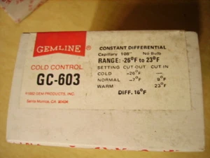 GEMLINE GC-603 CONTROL DE FRÍO NUEVO / STOCK ANTIGUO Diferencial Constante -26 - 23 grados F - Imagen 1 de 4