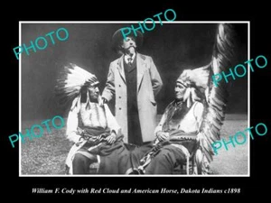 OLD 8x6 HISTORIC PHOTO OF BUFFALO BILL CODY WITH DAKOTA INDIAN CHIEFS c1898 1 - Imagen 1 de 1