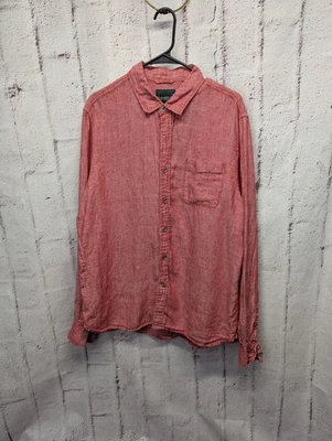 Gramercy Foundry Mens Red Linen Long Sleeve Button Front Shirt Size XL - Image 1 of 4