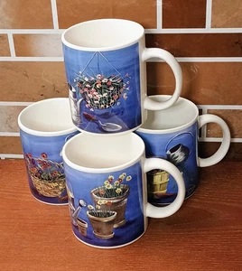 Set of 4 Flower Garden Coffee Mugs, Designpac Cups EUC - Picture 1 of 8