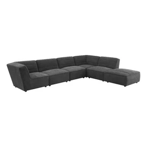 Coaster Sunny 6-Piece Upholstered Fabric Modular Sectional in Dark Charcoal - Picture 1 of 14
