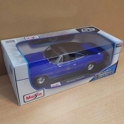 Modellino auto Maisto 1/18 Dodge Charger R/T 1969 blu scuro pressofuso da... - Immagine 1 di 4