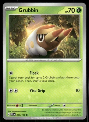 Grubbin 018/162 Common Normal NM Pokemon SV05: Temporal Forces - Image 1 of 2