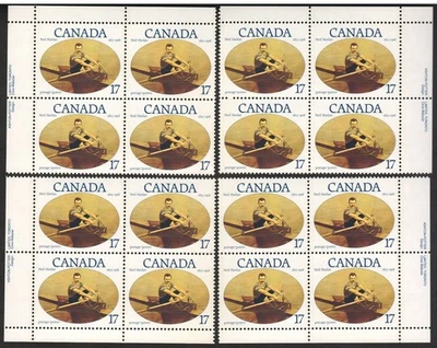 Canada #862 Matched Set of 4 Inscription Corner Blocks "Ned Hanlan" 1980, OG MNH - Image 1 of 2