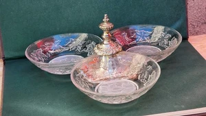 Princess House Fantasia 3 Bowls / Candy Dishes with Metal Pedestal Stand vguc - Picture 1 of 8