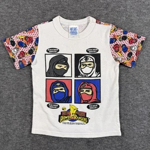 Vintage Mighty Morphin Power Rangers Shirt Youth 4-5 White Ninja Ranger 90s Tee - Picture 1 of 11