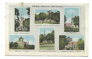 Owen Sound Ontario Postcard 6 Churches Grey County Unused Multi-View Pub. PECO - Bild 1 von 2