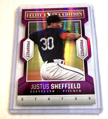 2014 Panini Elite Extra Edition #74- JUSTUS SHEFFIELD Purple Die Cut RC #'/150 - Image 1 of 2