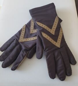 Vintage Aris  Driving Gloves Tan on Brown Women's One Size Lined