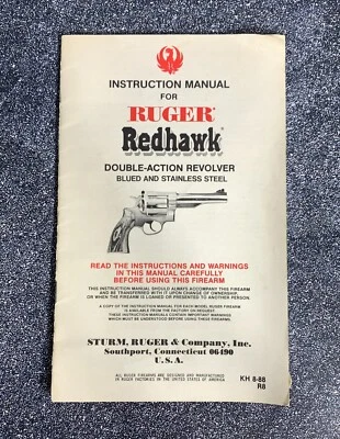 Vintage 1988 Instruction Manual for Ruger Redhawk - Double Action Revolver - Image 1 of 4