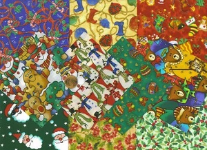 I Spy Christmas Winter Assortment Santa Etc Cotton Quilt Fabric Squares sx1 cc1 - Picture 1 of 4