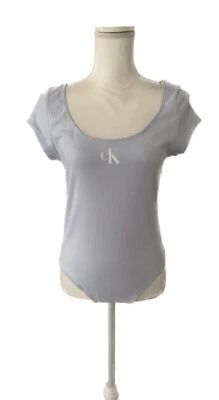 Calvin Klein Jeans Light Blue Women's Cap-Sleeve Bodysuit. Size L. MSRP $49.50 - Image 1 of 4