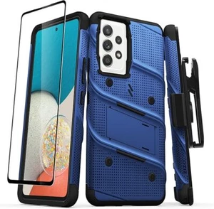 ZIZO BOLT HOLSTER CASE FOR GALAXY A53 5G WITH GLASS PROTECTOR & LANYARD - BLUE - Picture 1 of 4