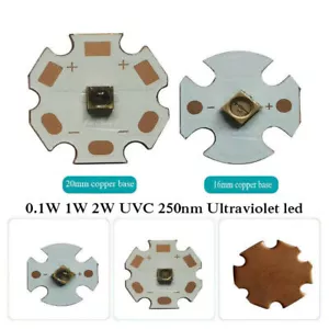 250nm UVC LED 0.1W 1W 2W 3838 250-260nm 5-7V Ultra Violet Lamp with Copper PCB - Picture 1 of 12
