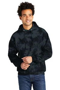 Port & Company Mens Long Sleeve Crystal Tie Dye Pullover Pockets Hoodie PC144 - Picture 1 of 6